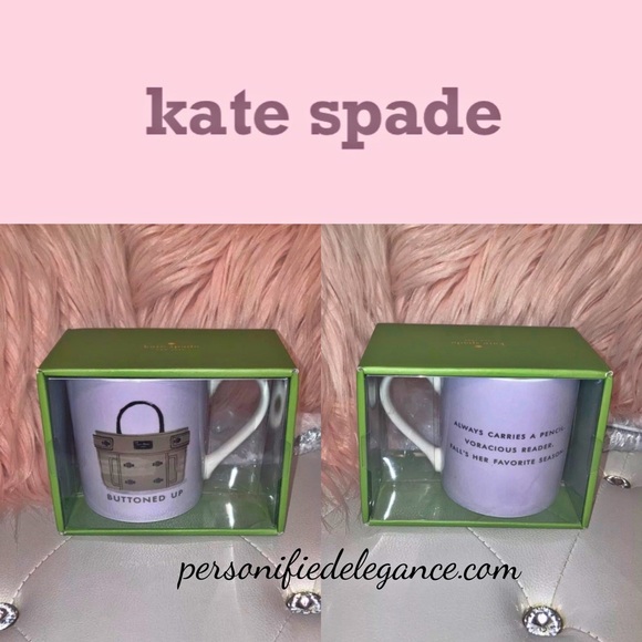 Kate Spade Pink Buttoned Up 12oz Mug - Picture 1 of 8